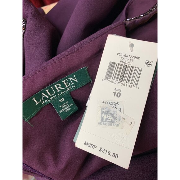 Ralph Lauren Purple Cold Shoulder Formal Gown Slit Size 10 NWT MSRP $210 9016 - Picture 2 of 12